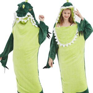 Wearable Blanket Hoodie Women/Kids Dinosaur Onesie